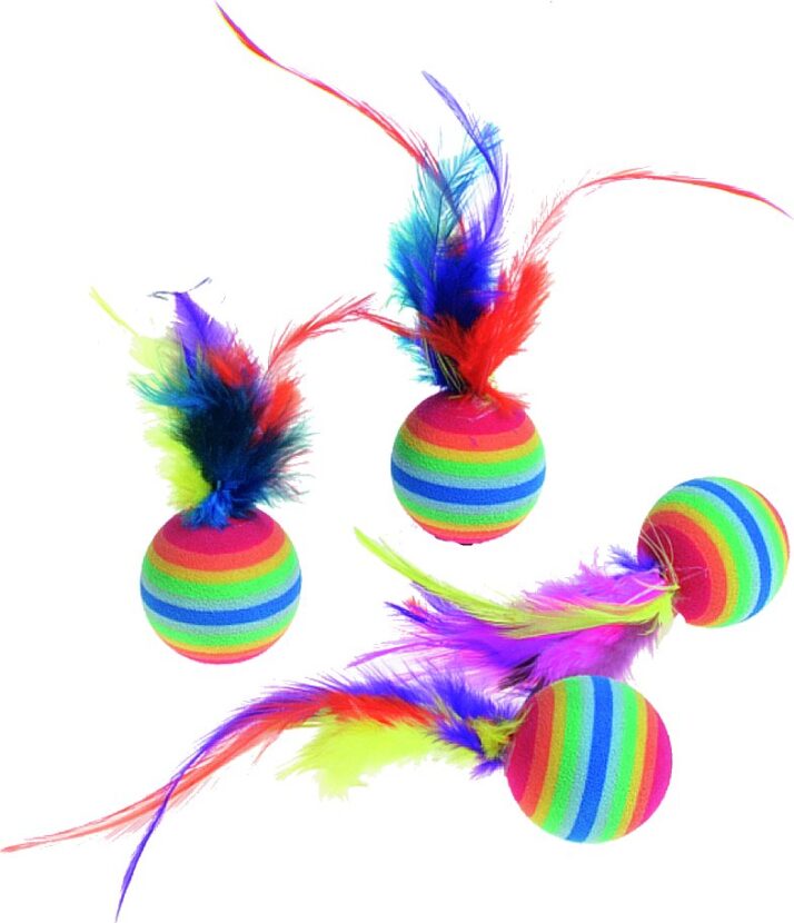 Hračka Flamingo dúhová loptička s pierkami 4ks