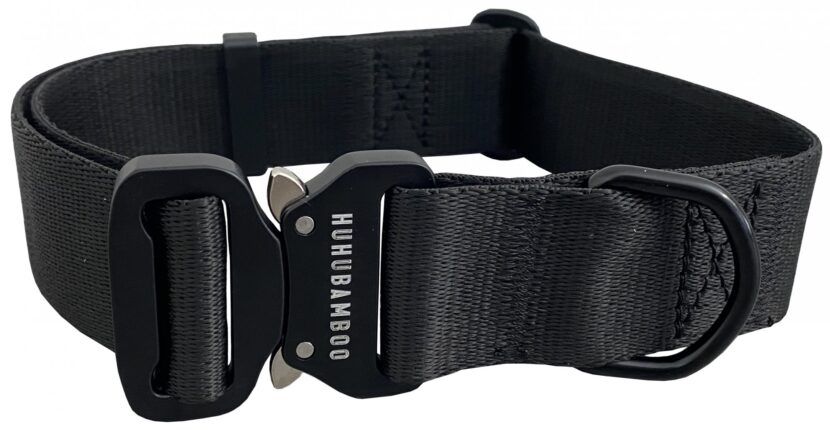 Huhubamboo obojok jednofarebný popruhový čierny | 4×43-74 cm