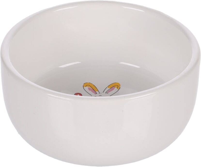 FLAMINGO miska pre hlodavcov ZIPPY RABBIT CERAMIC ROUND biela 11,5Xx1,5×5,3cm 325ml