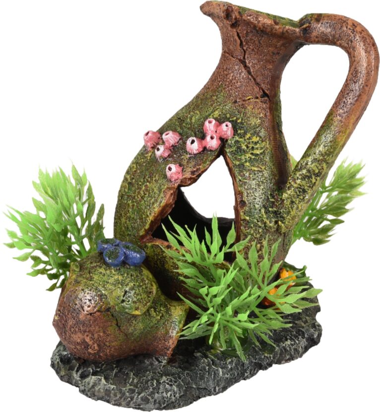 FLAMINGO akvariová dekoracia MOZA PITCHERS+rostlina 11x8x11cm