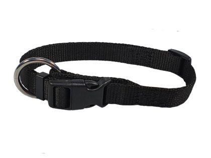 HUHUBAMBOO obojok JEDNOFAREBNÝ popruhový 1,5×30-50 cm, čierny