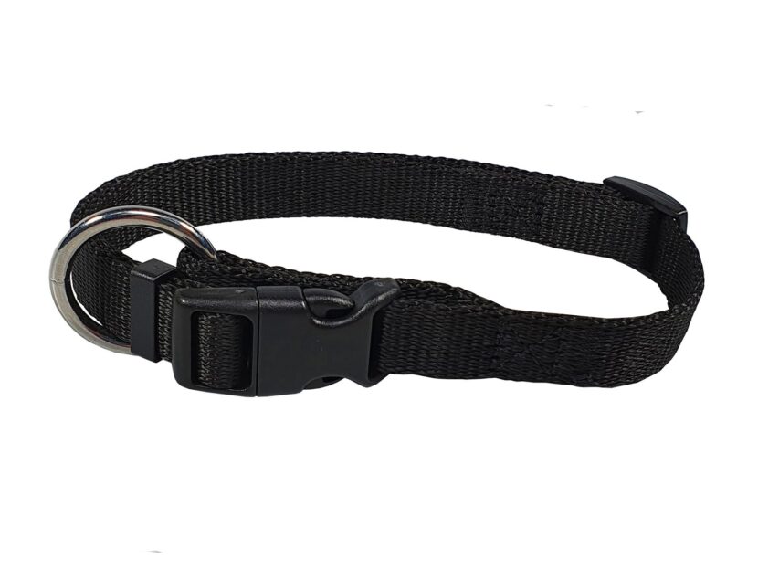 HUHUBAMBOO obojok JEDNOFAREBNÝ popruhový 1,5×30-50 cm, čierny