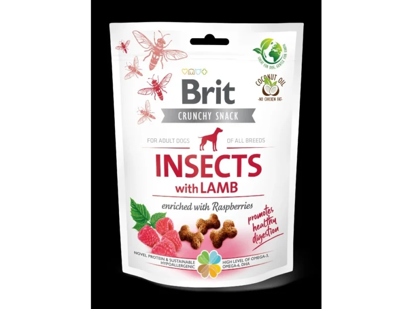 Brit Care Dog Crunchy Cracker s hmyzom, jahňacím mäsom a malinami 200 g