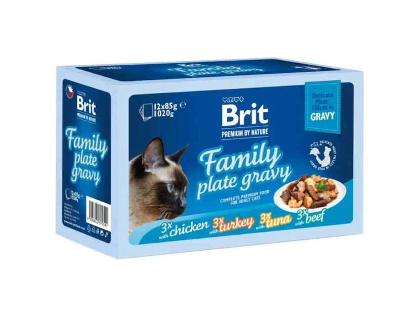 Brit Premium by Nature Cat Delicate Fillets in Gravy Family Plate 1020 g (12x85g)