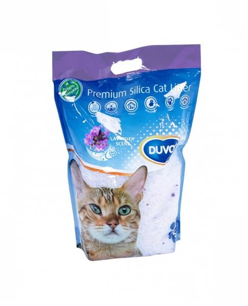Podstielka DUVO+ pre mačky Premium silikátová levanduľa 5 L