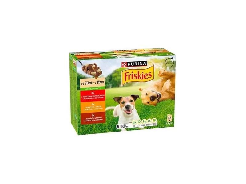 Nestlé Friskies dog Adult Multipack hovädzie, kura, jahňa v šťave kapsička 12×85 g